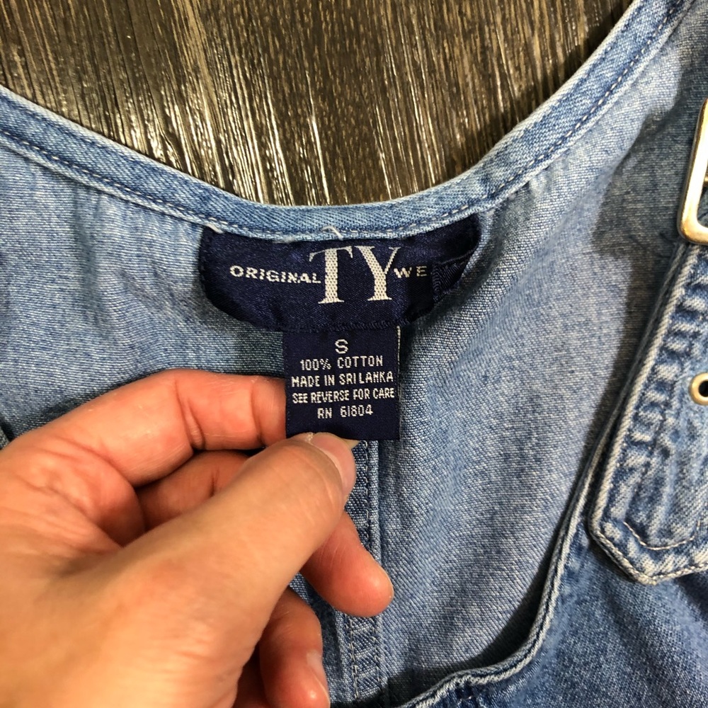 Vintage Blue Denim Romper with Yellow Tee - Picture 10 of 10